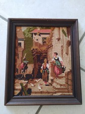 Stickbild, Petit Point, "Der Husar" von Carl Spitzweg, Handarb. 31 x 36 cm