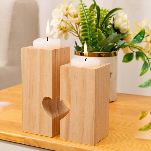 Natürliche holz tee licht