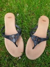 Ugg Flip Flop 38 Schwarz Zehentrenner Sandalen Leder Neu