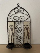 Vintage Wand-Kerzenhalter- Teelichter / afrikanisches Motiv - Handarbeit