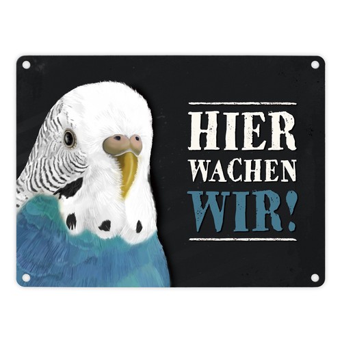 Metallschild mit wellensittich - metallschild,