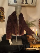 Edle Kunstpelz Jacke Weinrot