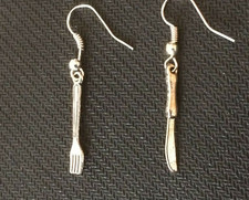 Ohrringe Messer und Gabel Oktoberfest Modeschmuck an Silberhaken