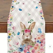 Tischläufer, Frühling, Sommer Dekor Leinenoptik 32 X 182 cm Osterhasen Ostern
