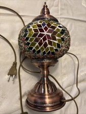Mosaik Lampe Tischlampe Metall Edel Bunt Schalter Orientalisch Vintage Rarität 