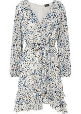 Neu Kleid mit Bindeband Gr. 40 Weiss/Elfenbein/Hellblau Geblümt Casual dress