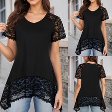 Damen Spitze Tops Freizeit
