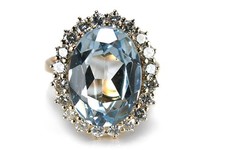 Ring Aquamarin + Brillanten ca 0,40ct G/vs 750 Gelbgold [BRORS 15315]