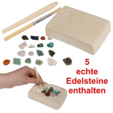 Ausgrabungsset mit 5 Edelsteinen Inkl. Pinsel & Meißel Edelsteine zum Ausgraben