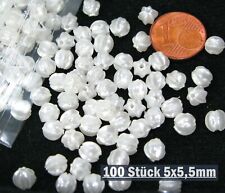 Perlen 100 Stück  Wachsperlen Bastelperlen weiß gerillt 5,5x5mm 