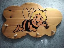 Die Biene Maja Garderobe Holz Brett 4 Haken Vintage 64 cm Kiefer 80er Jahre