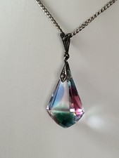 Jugendstil 835er Silber Anhänger Rheinkiesel 835er Silber Kette FBM Antikschmuck