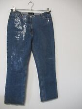 180 Z23 Kathleen Madden Damen Jeans Gr. W30 blau Nieten ausgefranzter Bund/Saum