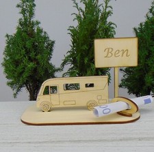" Wunschname " Wohnmobil Integriert Holz Geldgeschenk Gutschein, Urlaubsreise