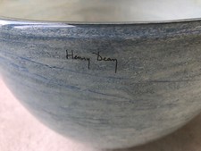 Henry Dean Schale Vase unbenutzt crème blau handgefertigt gross