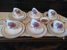 6 x Sammeltasse Kahla Porzellan + Konfektteller Weimar Porzellan Rosendekor