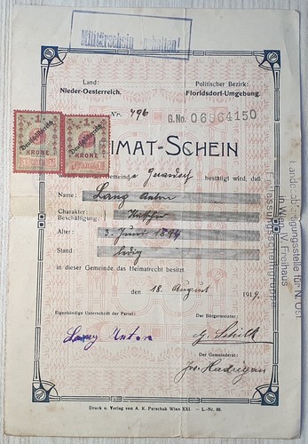 Heimatschein gerasdorf - heimatschein,