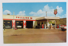 AK Postkarte USA Service station  Tankstelle PHILLIPS 66  40/50er Jahre