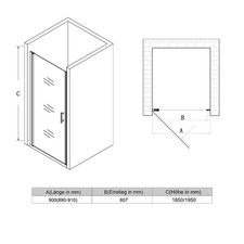 Schwingtür Nischentür Duschabtrennung 70/80/86/90 Duschtür Duschkabine Pendeltür