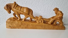 Holzfigur Bauer mit Pferd und
