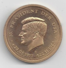 Gedenkmedaillon zu Ehren von John F. Kennedy Edel vergoldet