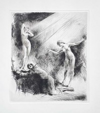 "Versuchung" Radierung von C. J. Bauer - aus dem Nachlass Hanfstaengl Verlag