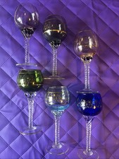 BE 6x ALTE THOMAS HOLIDAY BUNT GOLDRAND RÖMERGLAS WEINGLAS WEINKELCH GESCHWUNGEN