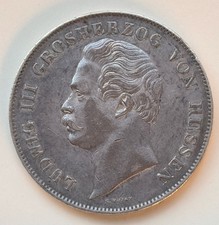 Doppelgulden 1854 Hessen Darmstadt Ludwig III 1848-1877 Silber AKS#121 RARE
