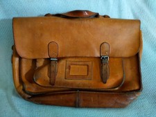 Vintage alte Akten- /Lehrertasche, Ranzen, Umhängetasche ohne Riemen Echt-Leder 