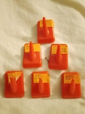 6  Vintage Handtuch Haken  Plastik orange-rot   70er  Jahre 