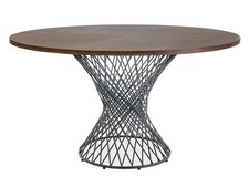 runder Esstisch Küchentisch 137x137x75cm Nussbaum schwarz MDF 86409012