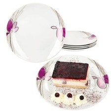 6er Set Viola Kuchenteller Porzellan 6 Personen Dessert Frühstücks-Teller Blumen