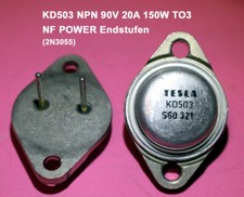 Transistor KD503 KD 503 TESLA Si npn 90V 20 A 150 W Ft 2MHz = 2N3055 TO-3 NOS