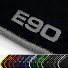 Velours Fußmatten schwarz für BMW E90 3er Limousine Stick E90 Rand/Logofarbe