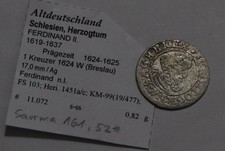 🧭 🇩🇪 DEUTSCHLAND POLEN SCHLESIEN 1 KREUZER 1624 W BRESLAU SILBER B79...