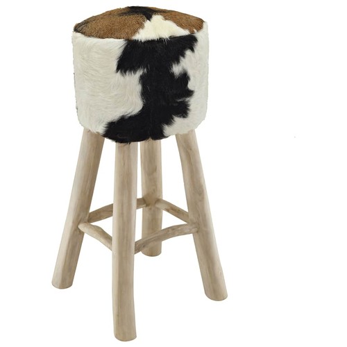 Teak barhocker ziegenfell rund - barhocker,