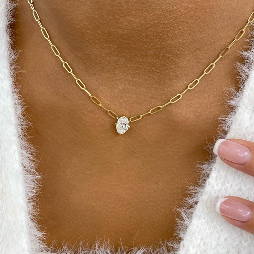 14k gelbgold solitär collier - solitär,