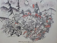 RICHARD SEEWALD - Argonnen, Erstürmung Schützengraben. Lithographie signiert