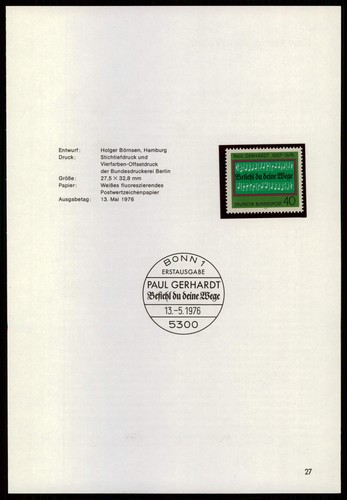 Brd schmuckblatt 1976 - brd, 1976/27