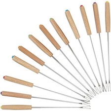 Fonduegabel Edelstahl Holz 12