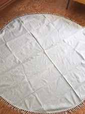 Tischdecke rund mit kleinen Fransen, (Mint-) Grün / weiß karriert