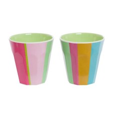 Overbeck & Friends Melamin Becher Ella 1 Streifen rosa mint Picknick 250ml 9x9cm