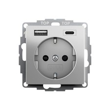 Gira 2459600 SCHUKO-Steckdose 2-fach USB-Spannungsversorgung System 55 Edelstahl