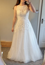 Wed2Be LIESL Anna Sorrano High Neckholder Ivory Brautkleid UK 10 chemisch gereinigt