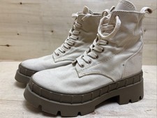 CATWALK DAMEN PLATEAU SCHNÜRSTIEFEL STIEFELETTEN ANKLE BOOTS GR:38 UK:5 ALTWEIß