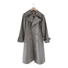 Vintage Wollmantel Damen 90s Tailliert Gr. S 36 Schurwolle Grau Reverskragen