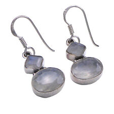 925 Sterling Silber Ohrringe mit 2 Moonstone Steinen im Boho Style
