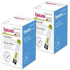Beurer GL 48 / 49  Blutzucker-Teststreifen, 50 Stück (2 x 25), NEU, MHD 08-2026
