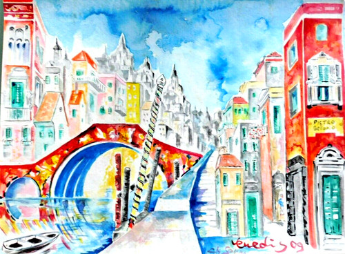 Original hand aquarell venedig - aquarell,