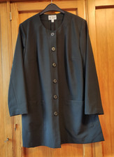 Jacke, Blazer, lang, schwarz, ohne Kragen, 2 Taschen, Größe 44, von: so bin ich